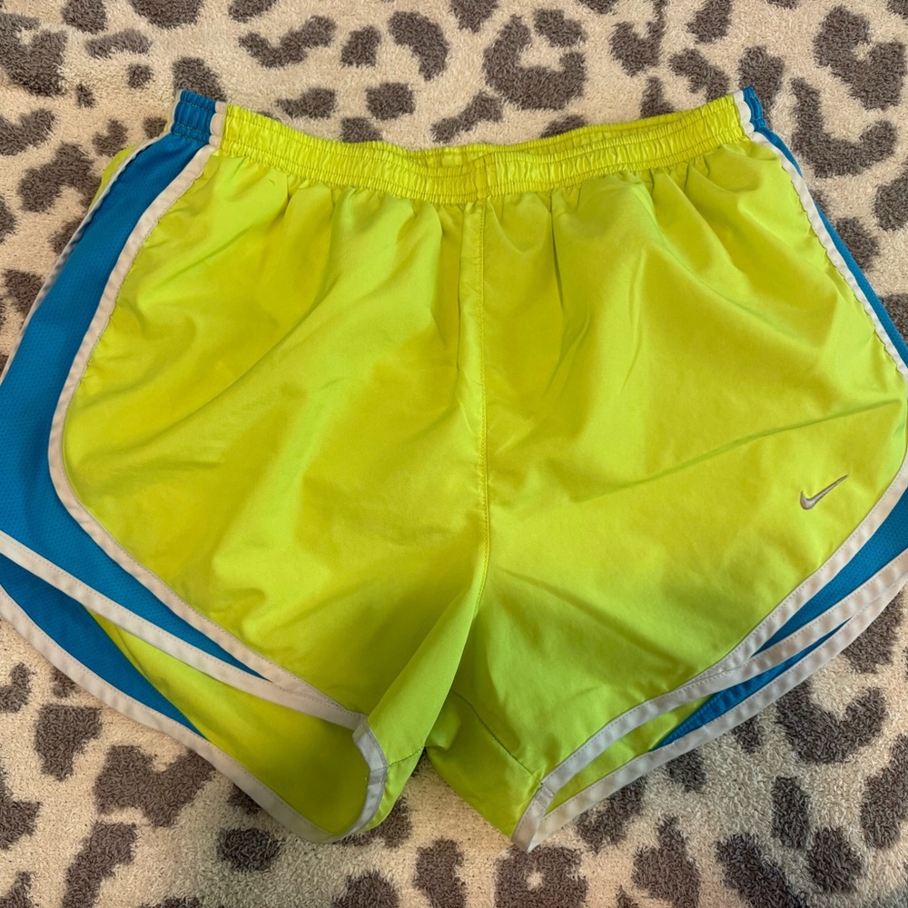 Nike Women's Bright Yellow and Blue Athletic Shorts